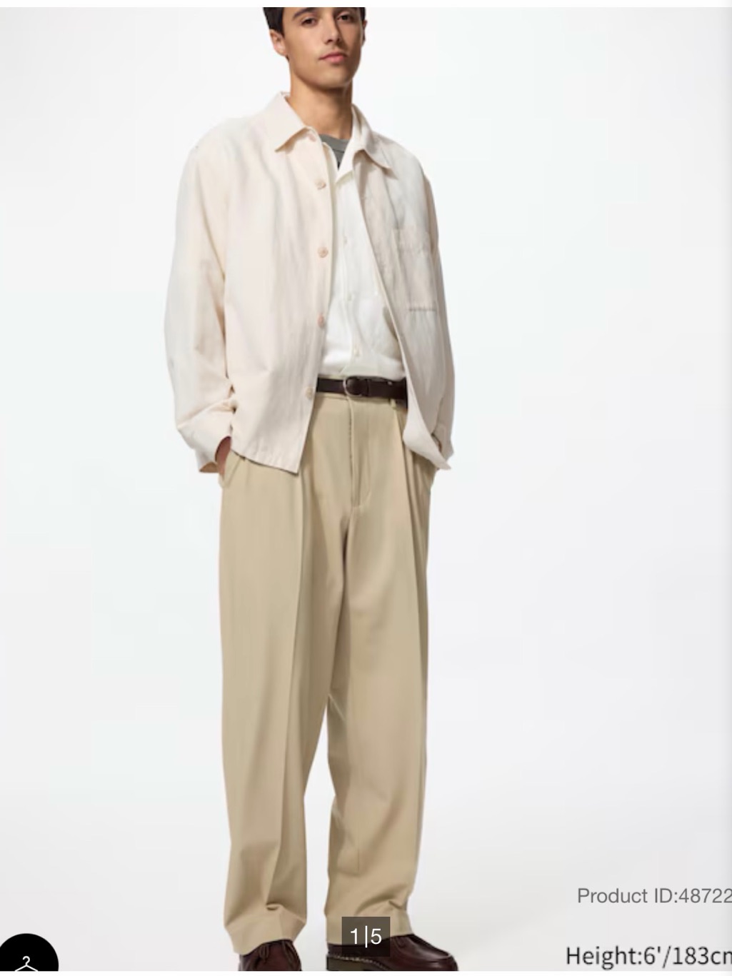 Uniqlo Unisex Wide Leg Tapered With Beige Khaki Trousers